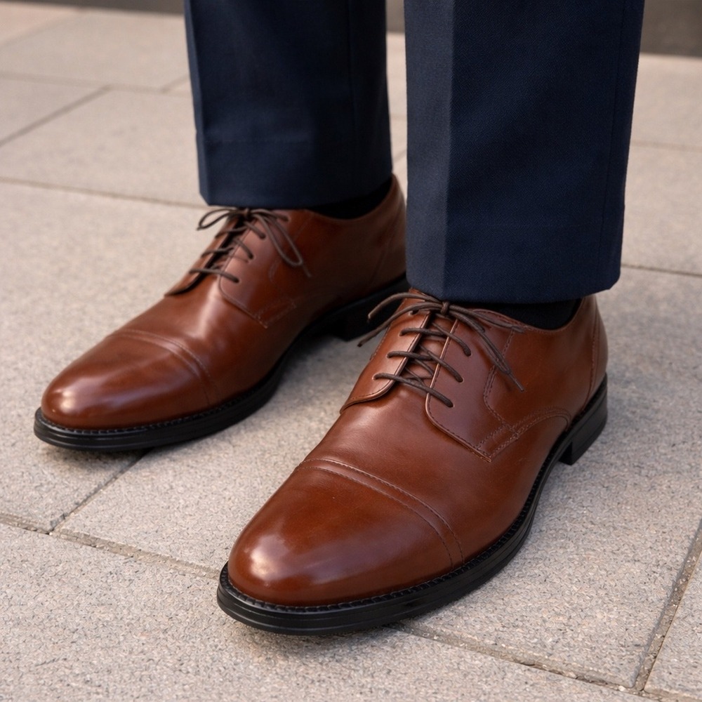 Dockers Mens‎ Garfield Cap Toe Oxford Dress Shoes Brown Size 12M  NWOB